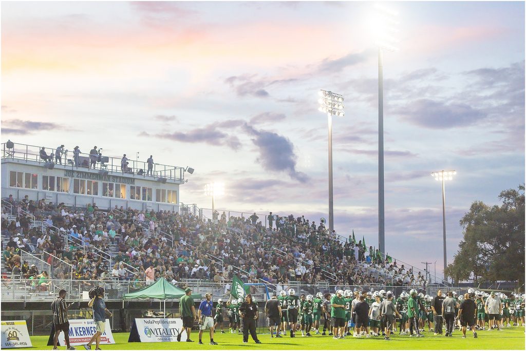 Archbishop Shaw High School football stadium, Joe Zimmerman Stadium, for Friday night lights in Marrero, LA