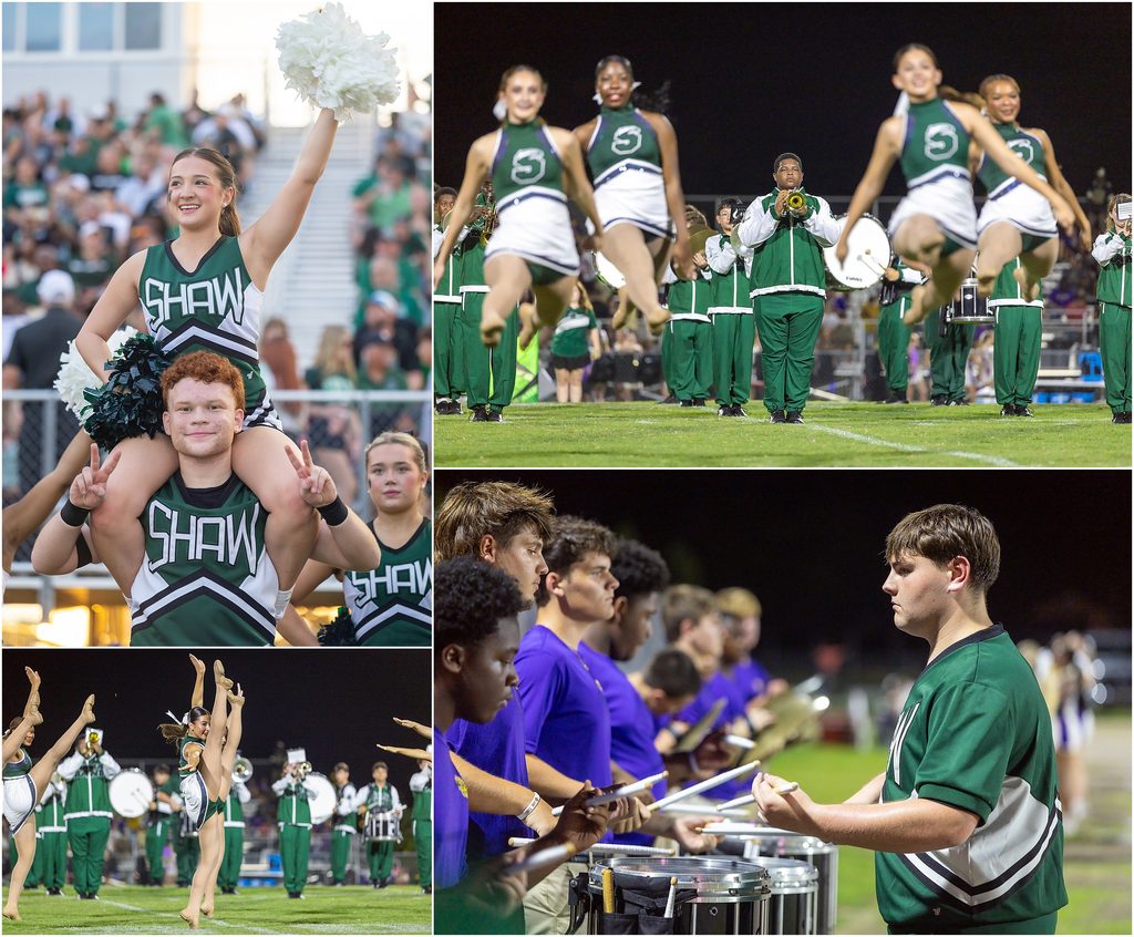 Archbishop Shaw cheerleaders, Eaglettes, and the band also known as the Pride of the Westbank.