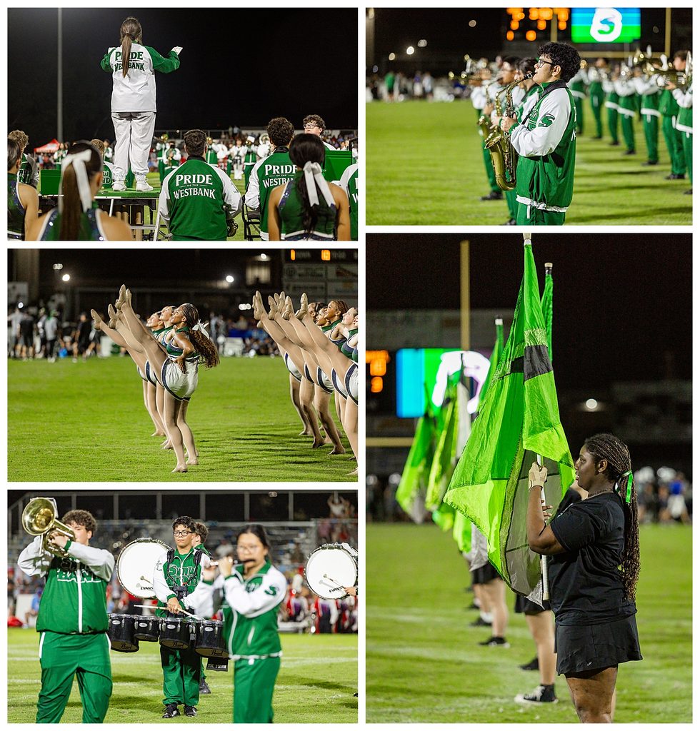 Archbishop Shaw's Pride of the Westbank band, Eaglettes, and flag team perform at half time.